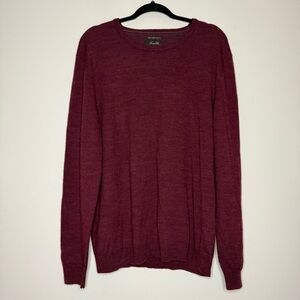 TASSO ELBA 100% Merino Wool Maroon Cozy Preppy Crewneck Sweater